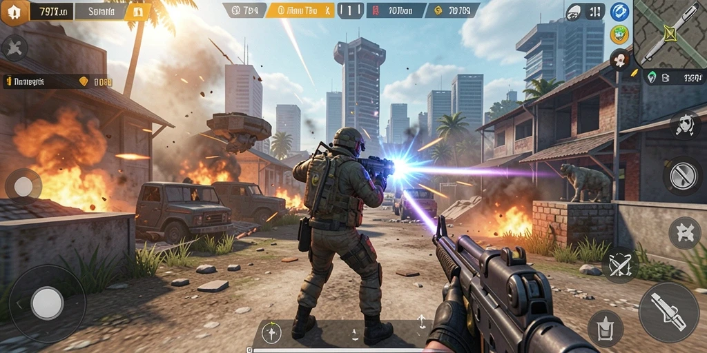 Tampilan gameplay seru dari 797K dengan aksi tembak-menembak yang intens.