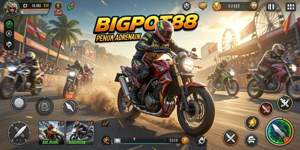 Gameplay seru di balapan motor dengan grafis menawan.