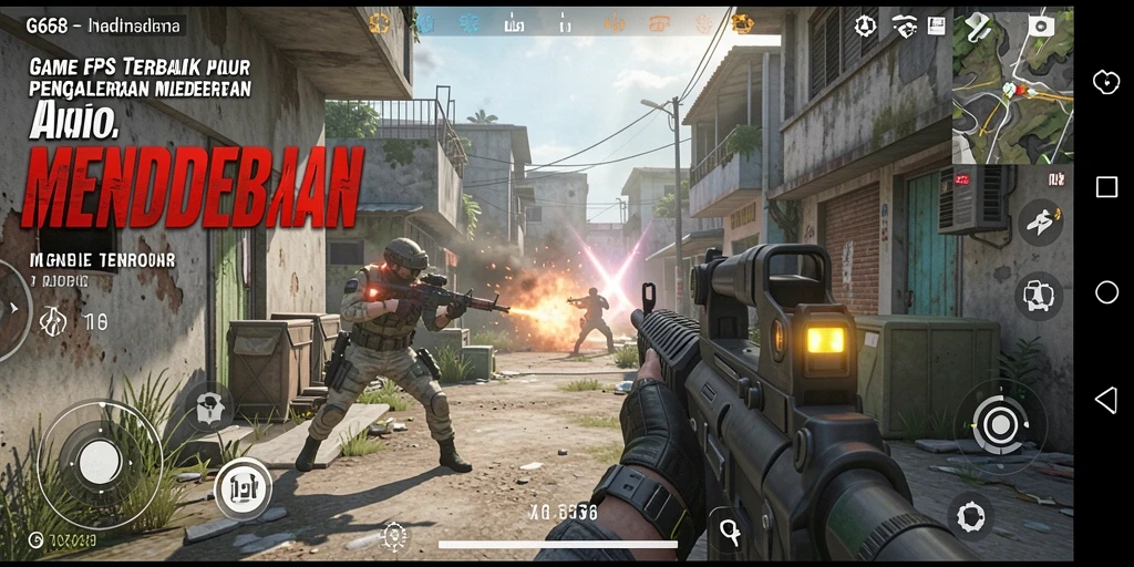 Tampilan gameplay seru dan mendebarkan di G668 dengan aksi FPS.