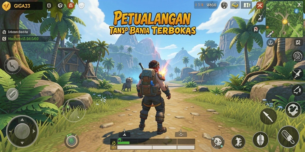 Screenshot gameplay GIGA33 yang menunjukkan eksplorasi dunia terbuka yang menakjubkan.
