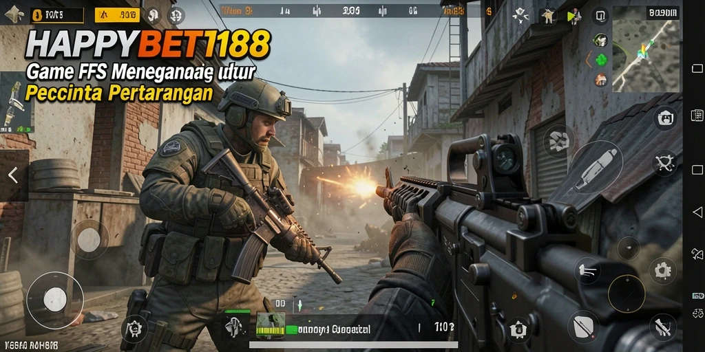 Tampilan gameplay <strong>HAPPYBET188</strong> yang mendebarkan dalam aksi FPS.