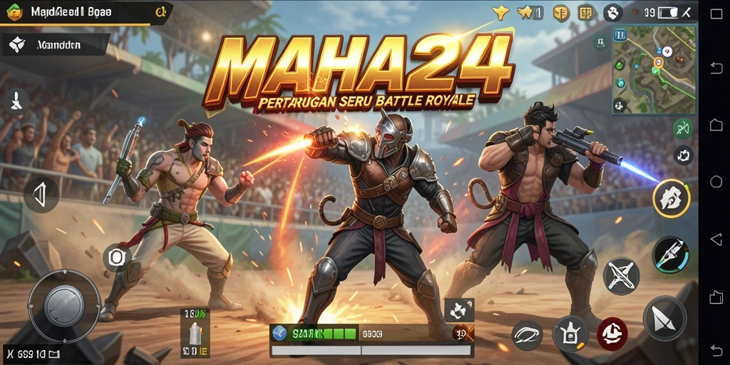 Screenshot gameplay menampilkan aksi seru dalam pertarungan Battle Royale.