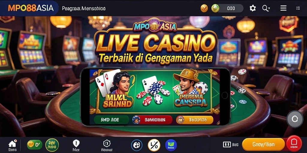 Screenshot MPO88ASIA menunjukkan dealer profesional dalam sesi permainan Live Casino.