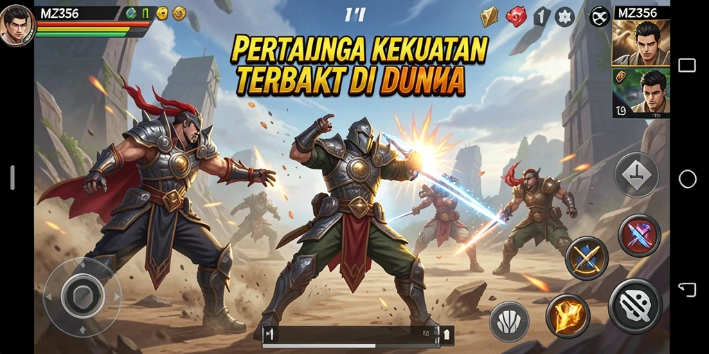 Gameplay seru MZ356 dengan pertarungan epik antar karakter.
