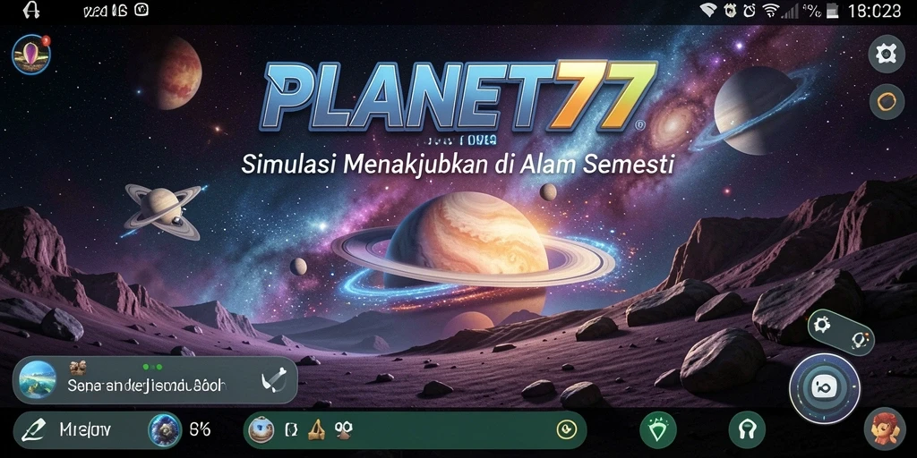 Gameplay <strong>PLANET77</strong> menunjukkan grafis dunia yang menakjubkan dan misi yang mendebarkan.