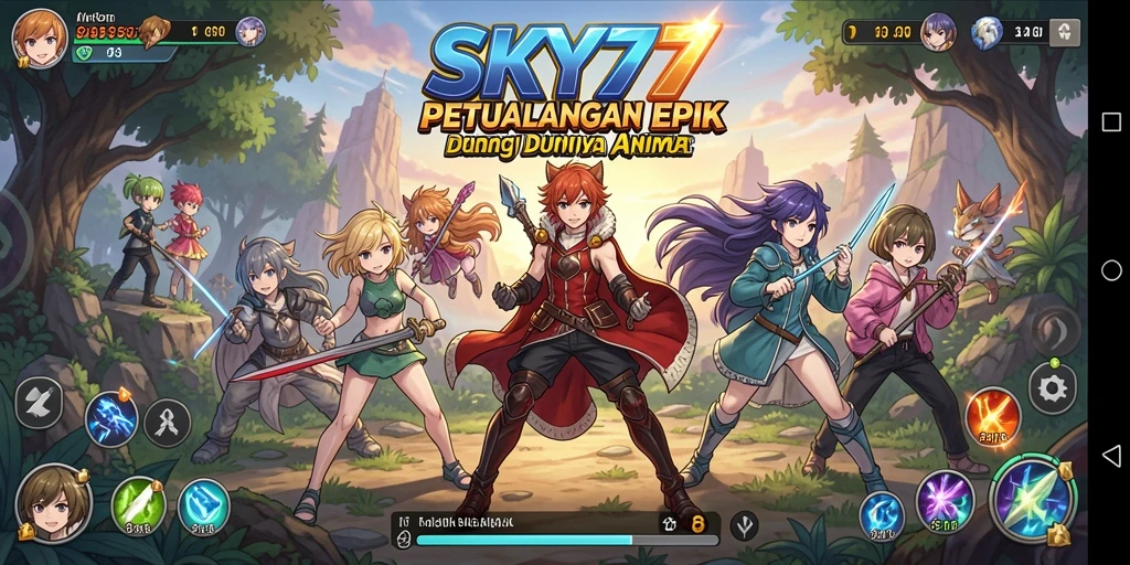 Screenshot gameplay SKY77 yang menampilkan karakter Anime dalam aksi.